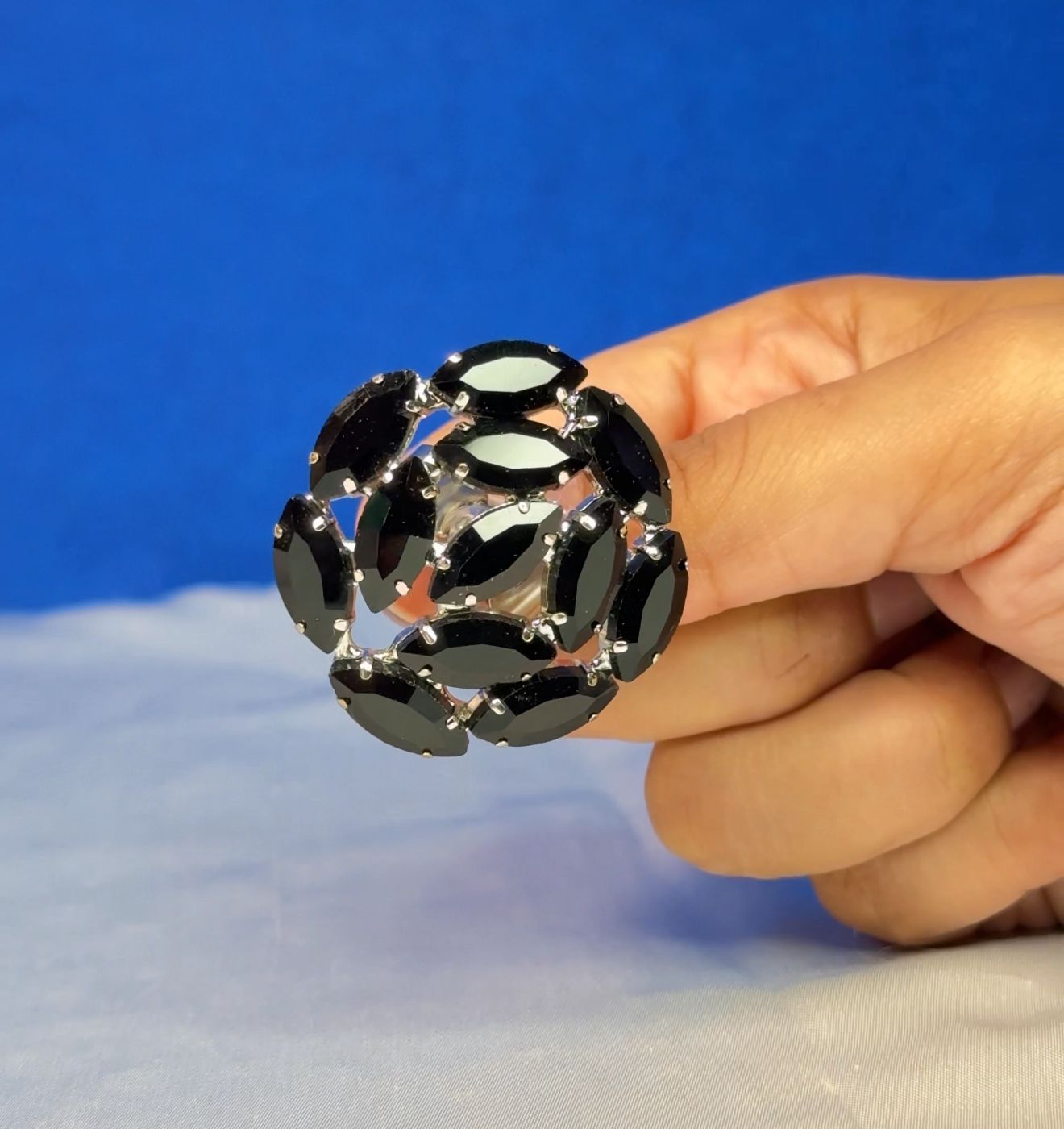 Black Cocktail Crystal Ring