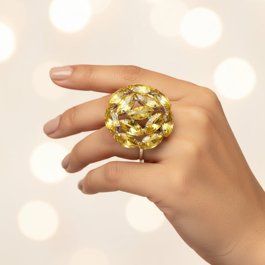 Imperial Yellow Crystal Ring