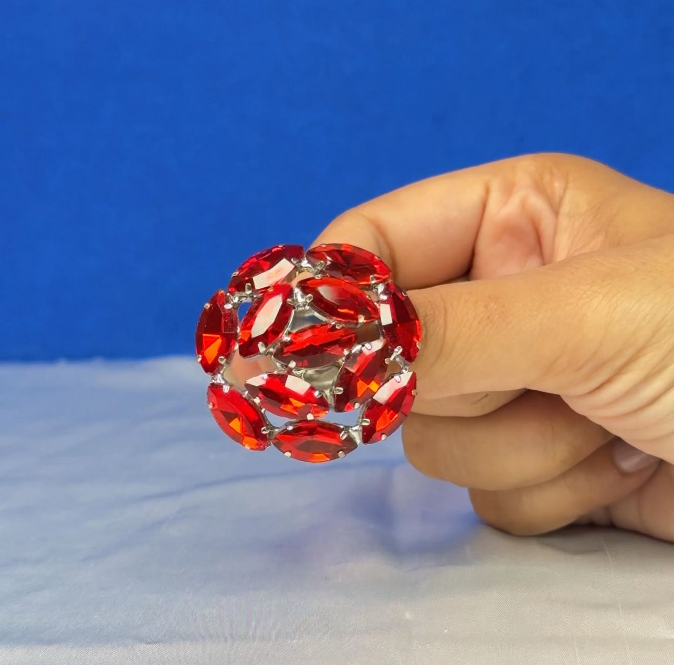 Red Round Crystal Ring