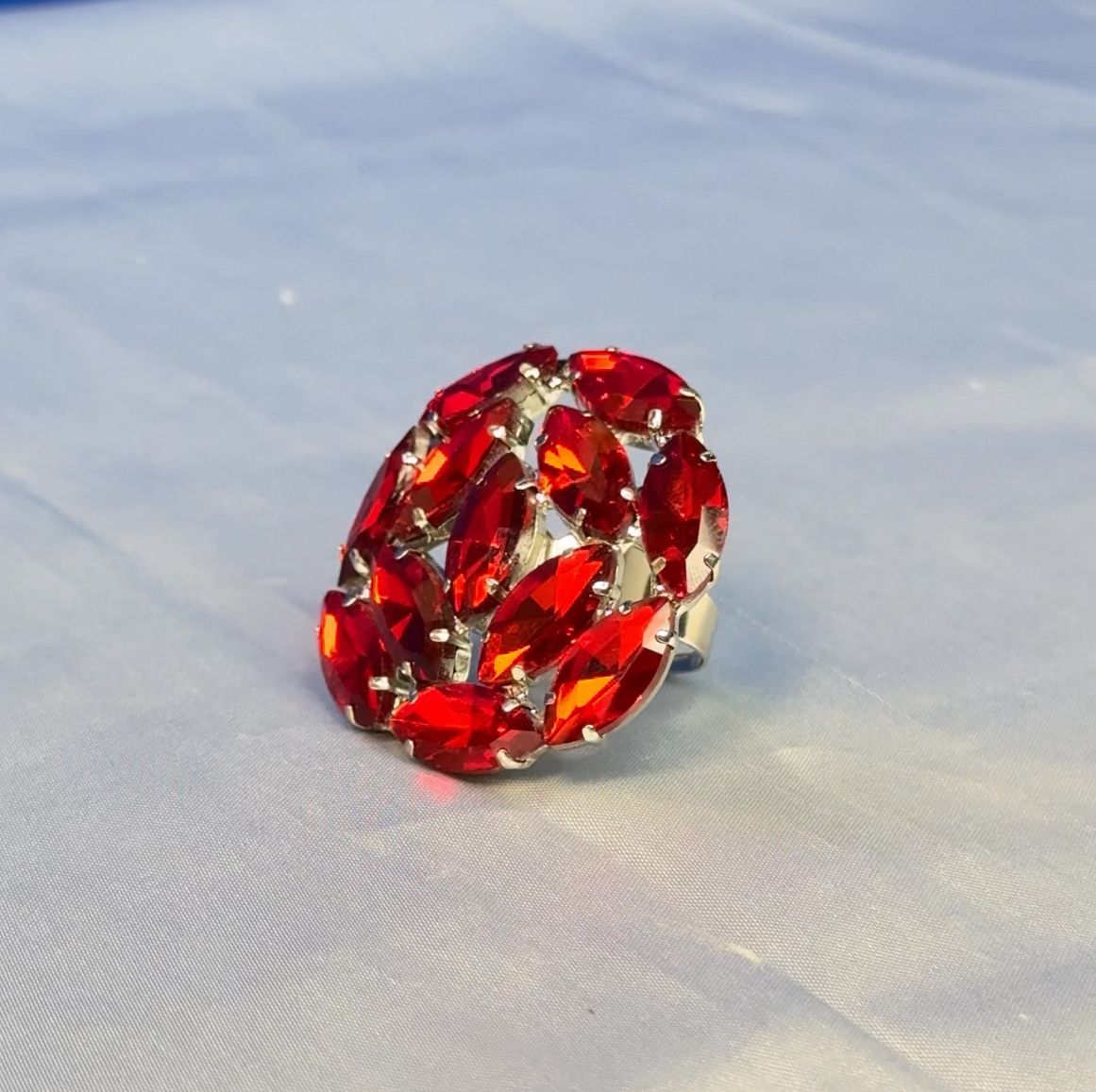 Red Round Crystal Ring