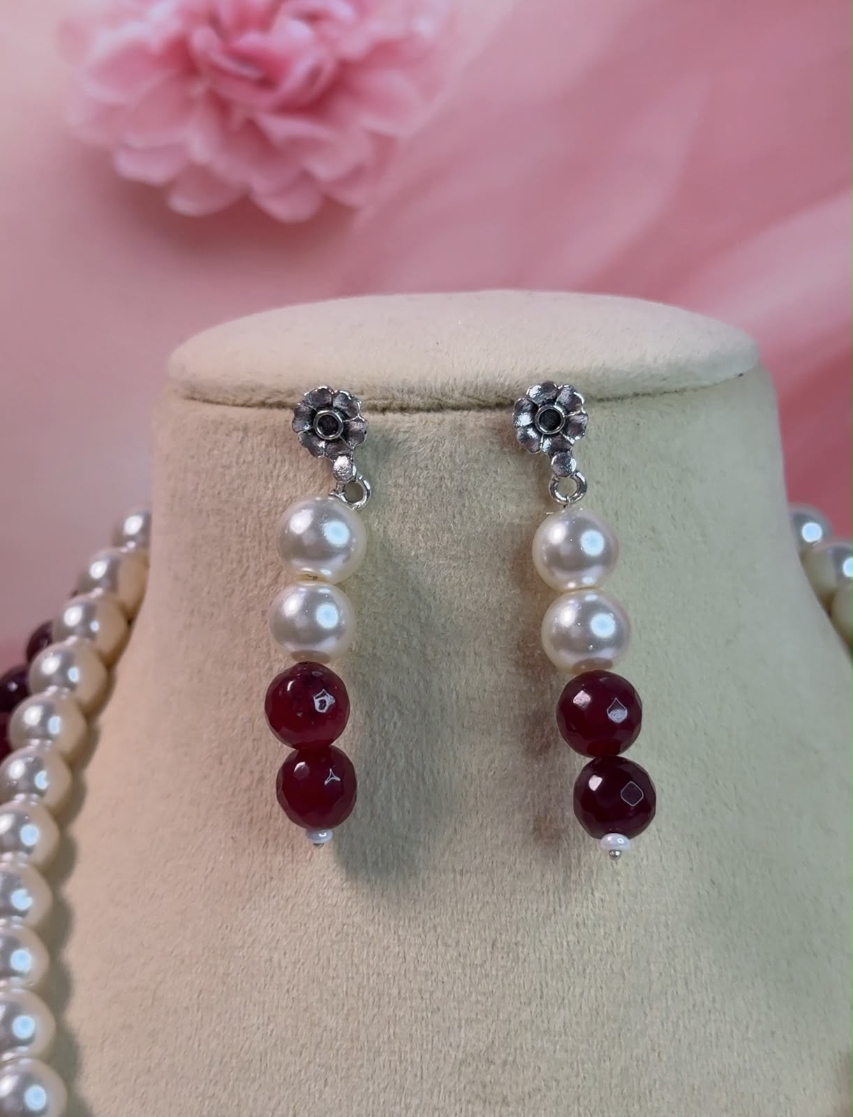 Crimson Pearl Double-Layered Mala Set