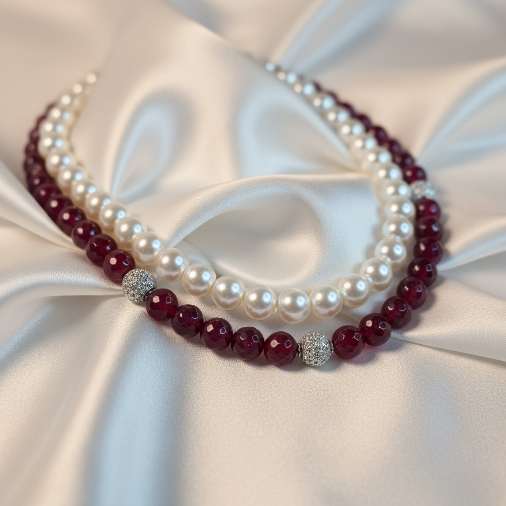 Crimson Pearl Double-Layered Mala Set
