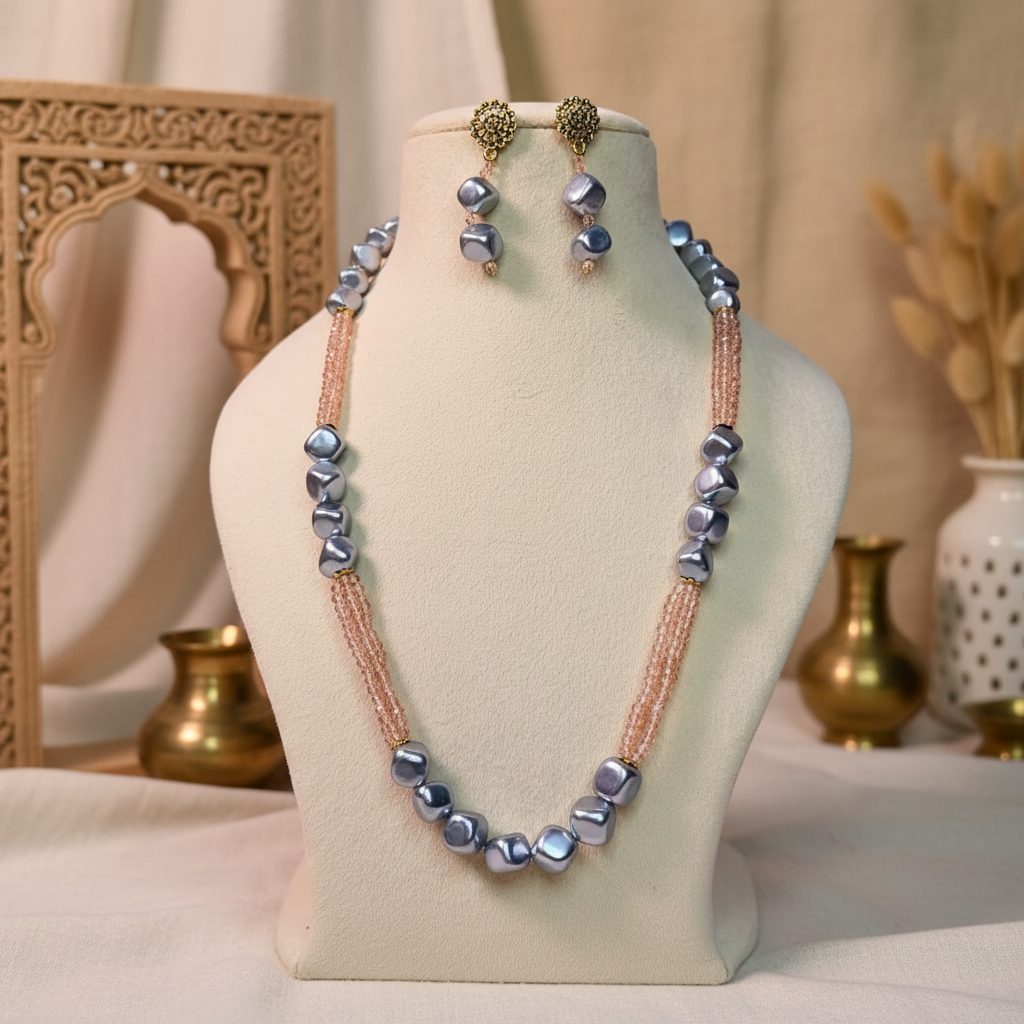 Wheat Quadra Metallic Bead Mala