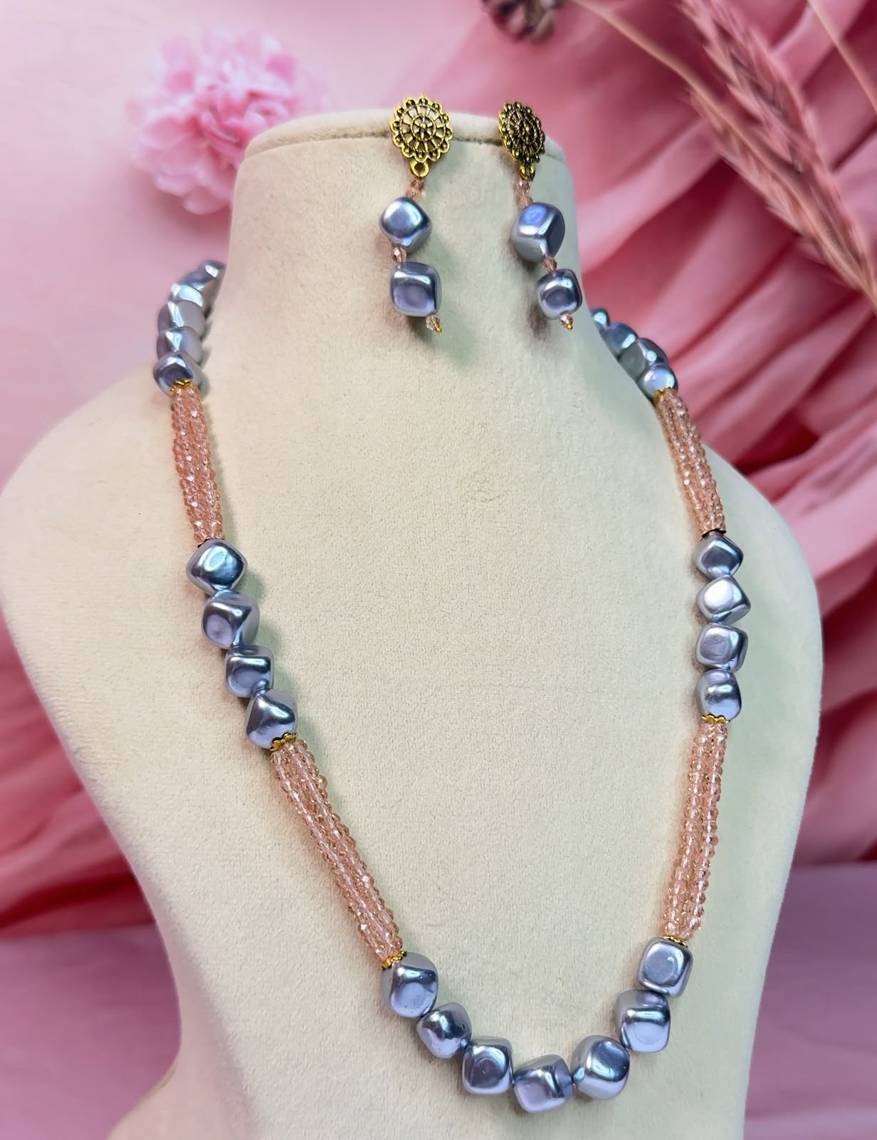 Wheat Quadra Metallic Bead Mala