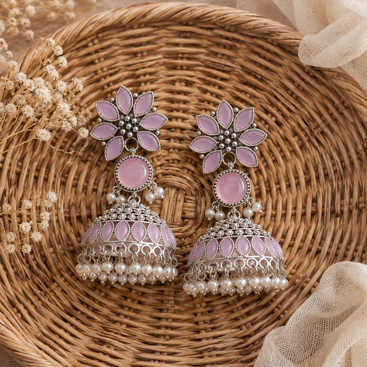 Blush Bloom Jhumkas