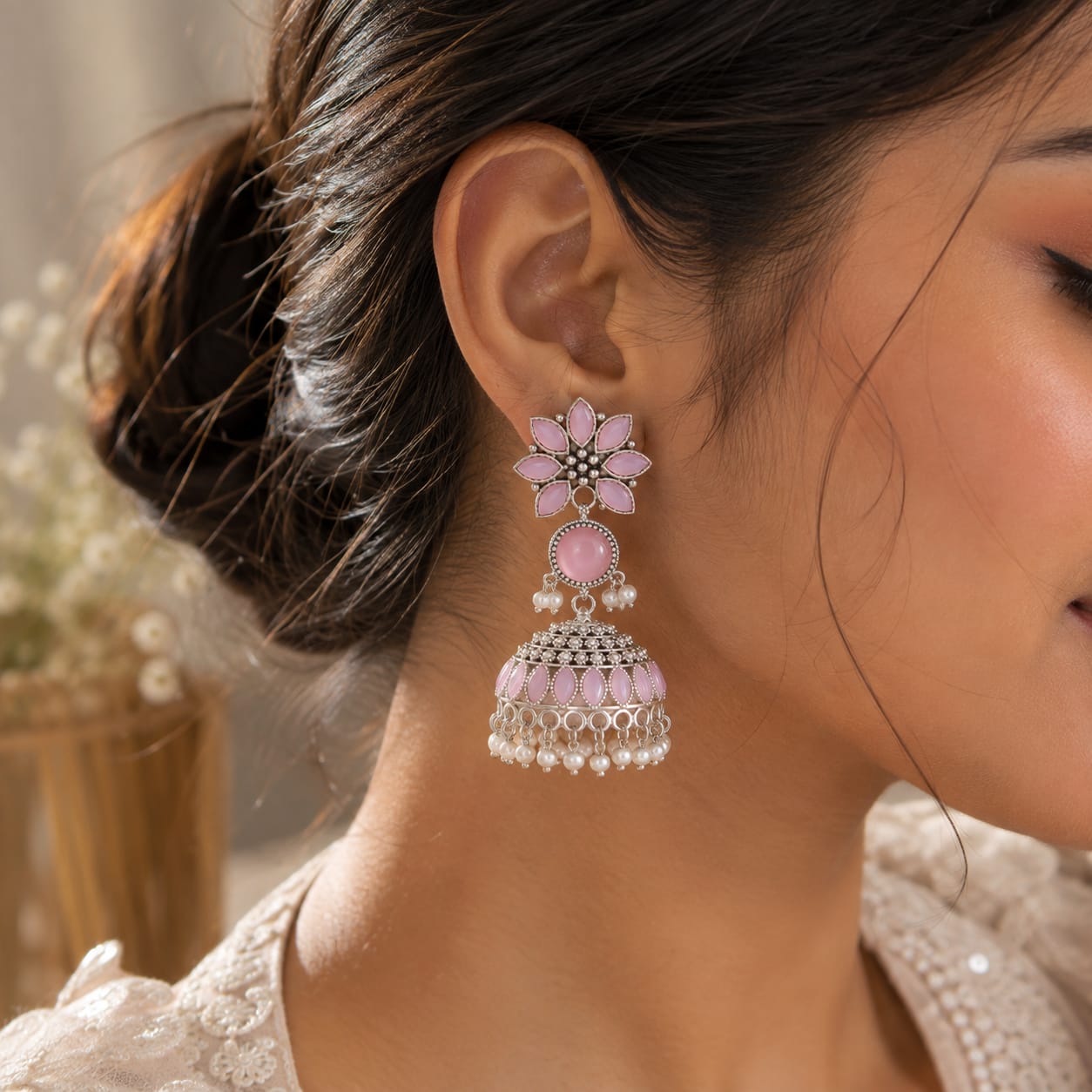 Blush Bloom Jhumkas
