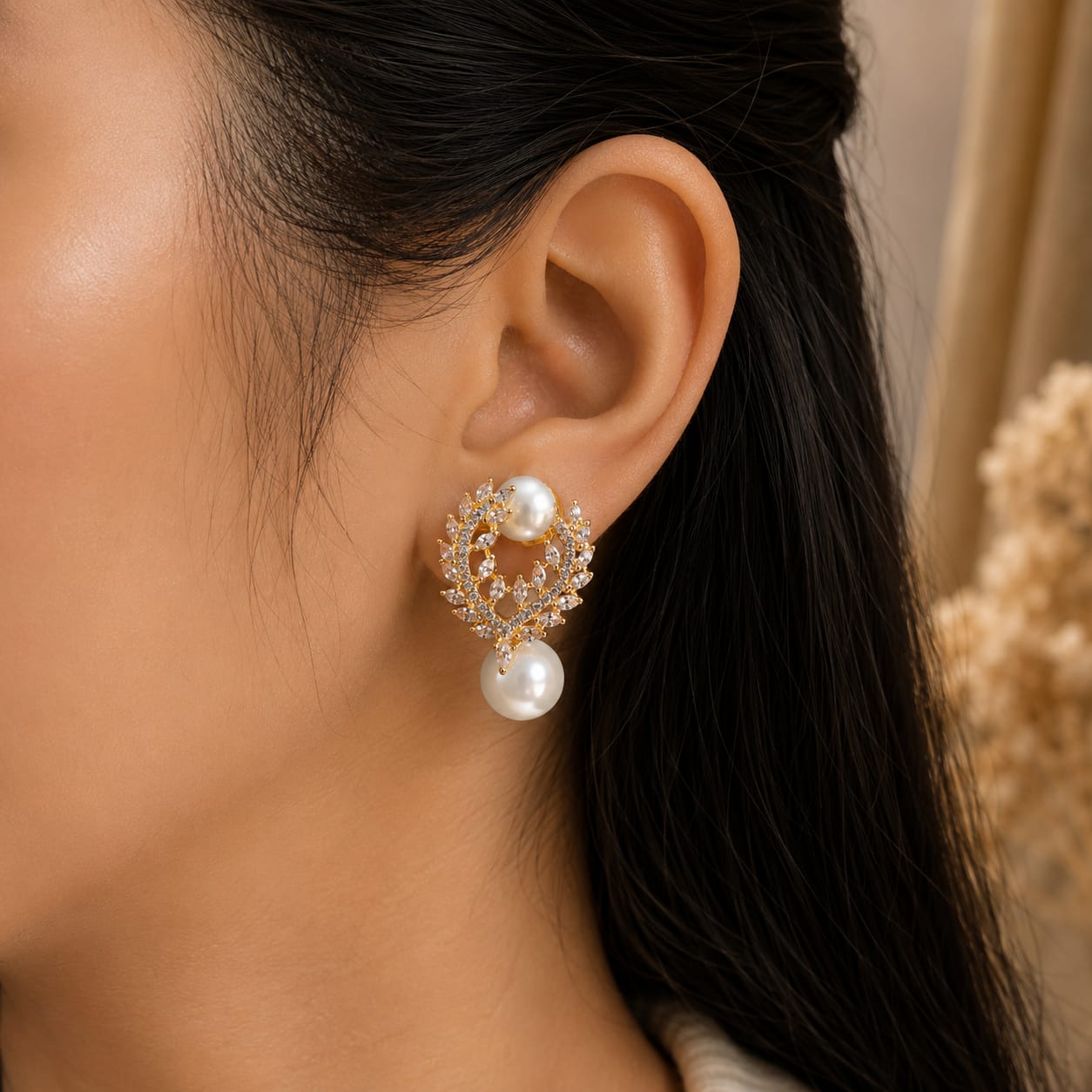 Pearl Elan Stud Earrings