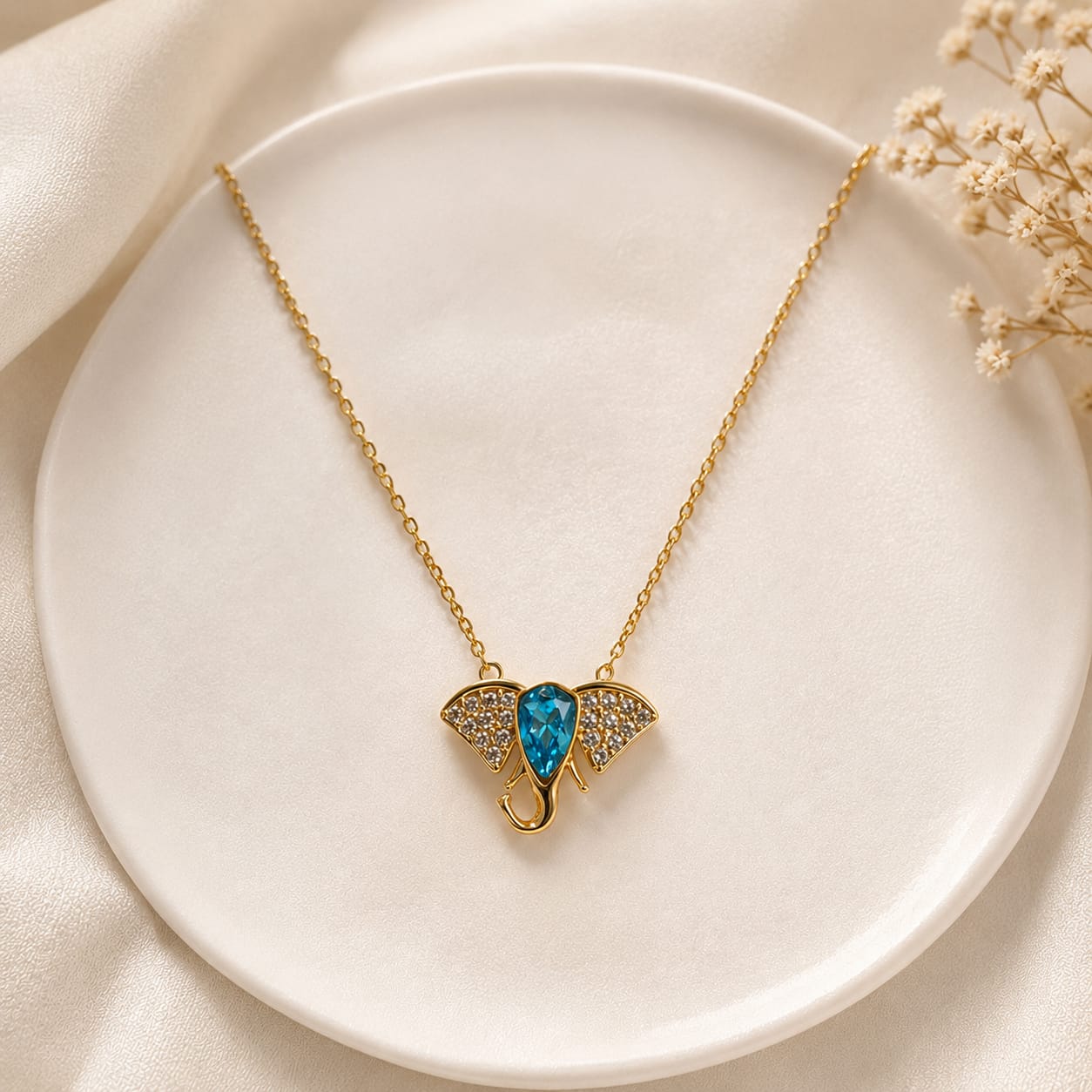 Azure Elephant Elegance Pendant