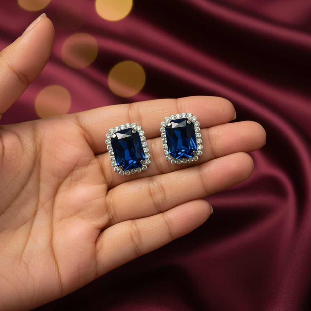 Korean Royal Blue Qudra Glass Stone Set
