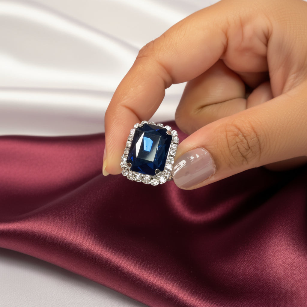 Korean Royal Blue Qudra Glass Stone Set