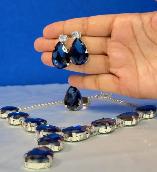 Korean Royal Blue Tear Drop Set