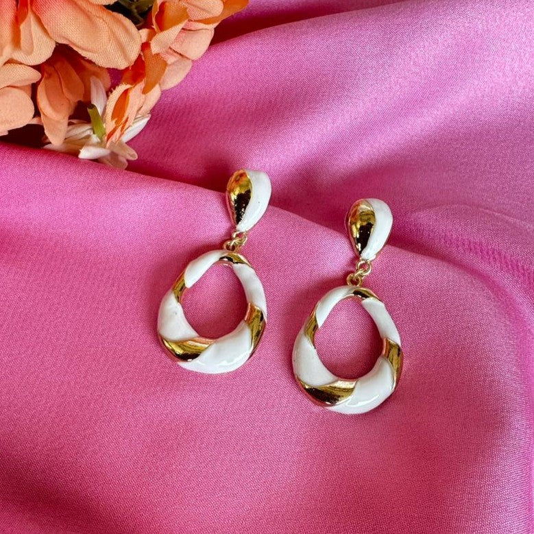 White Talia Hoops