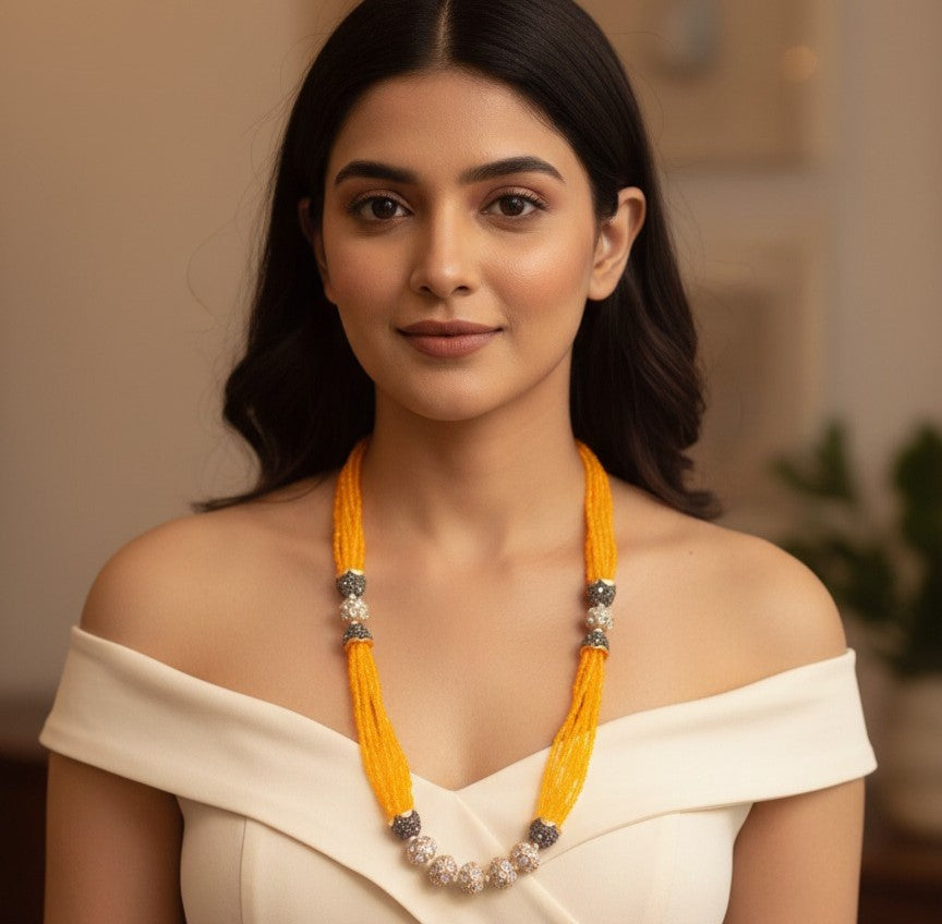 Seed Bead Yellow Mala