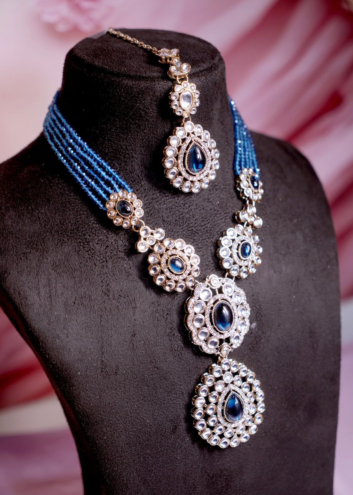 Blue Aura Double Pendant Set