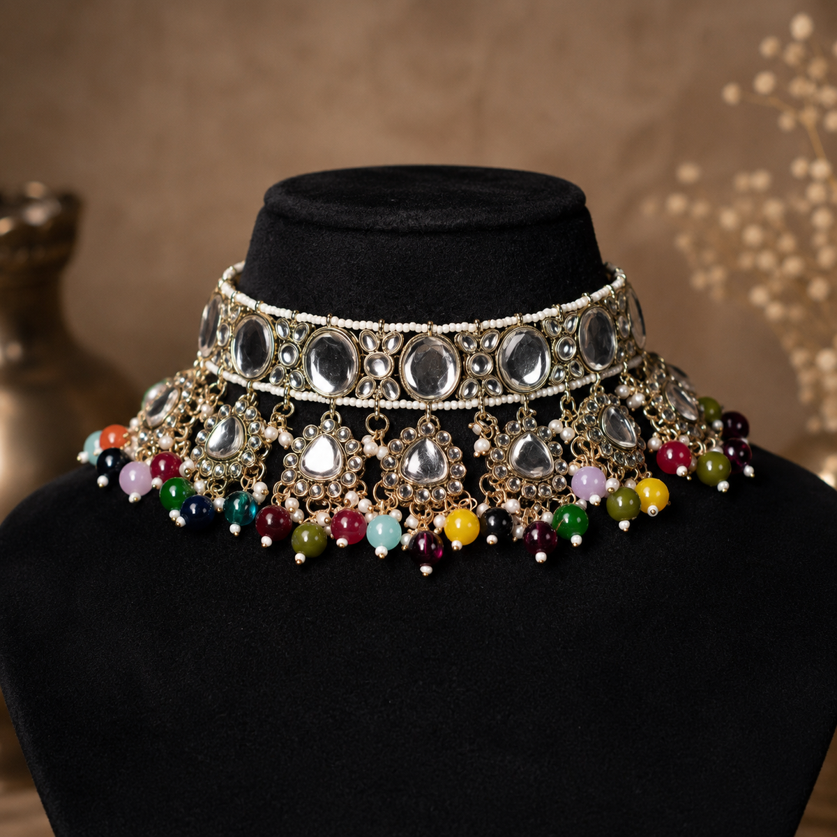 Multi Colour Choker – Mirror Choker Jewellery Set