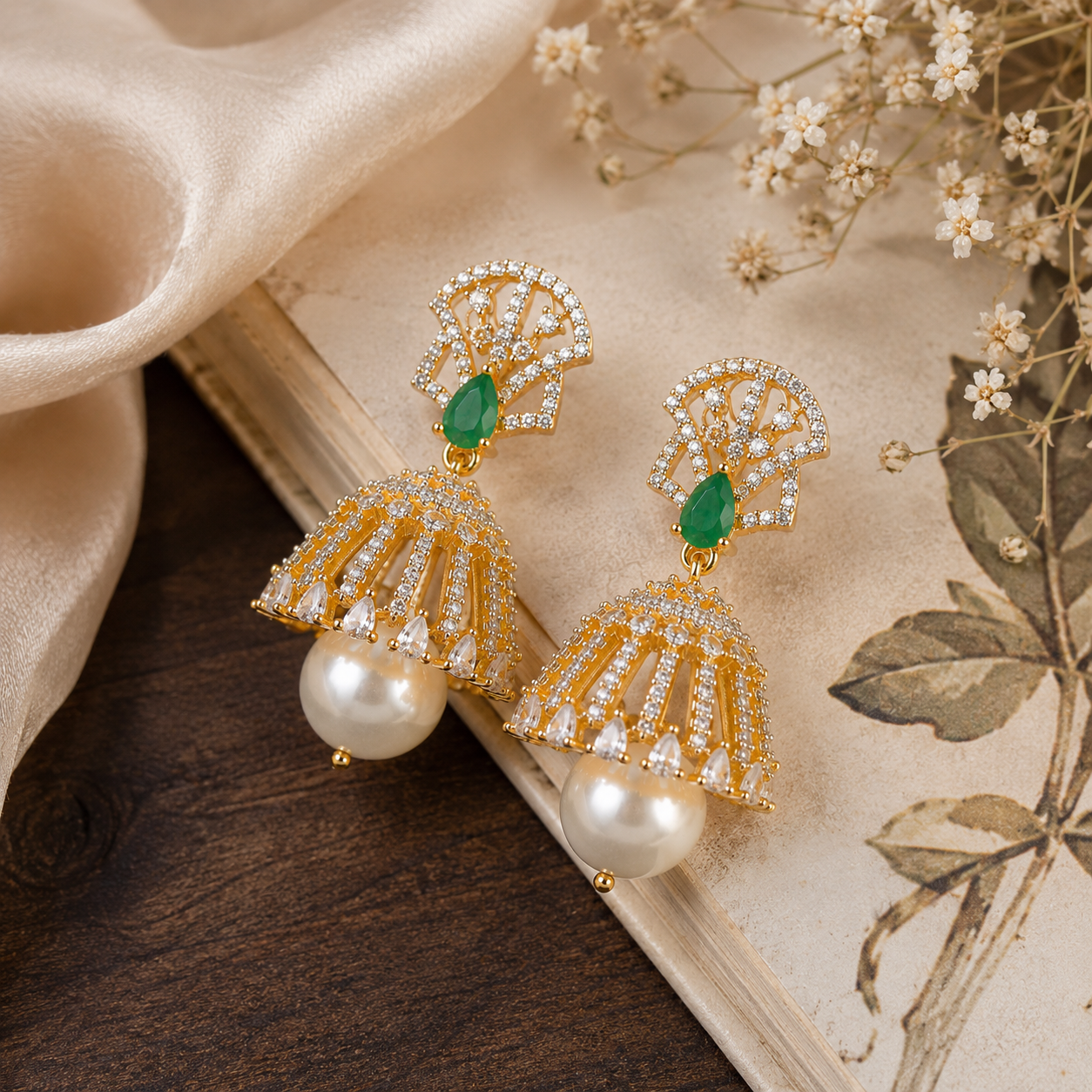 Emerald Pearl Ad Jhumki