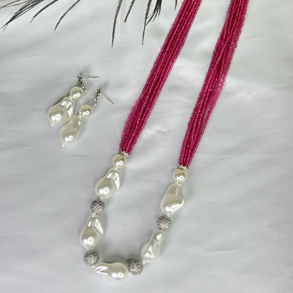 Rose Gold  Pink Seed Bead Mala