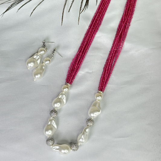 Rose Gold  Pink Seed Bead Mala