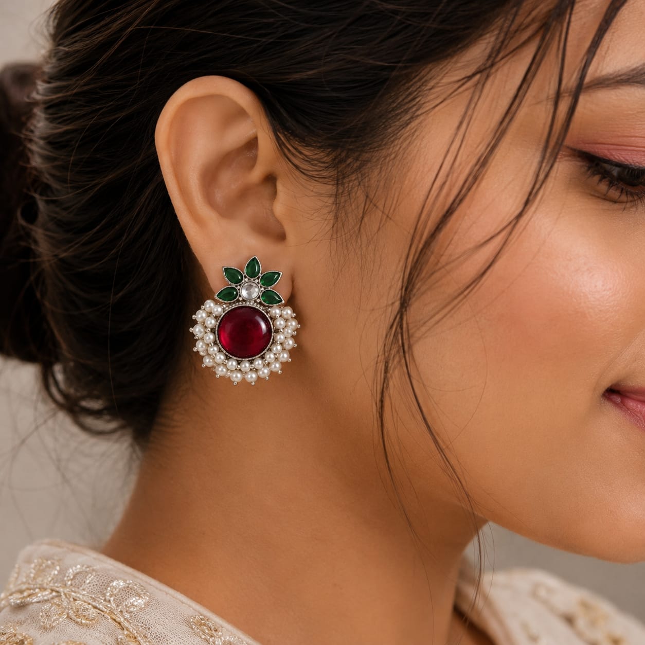 Merlot Kundan Studs