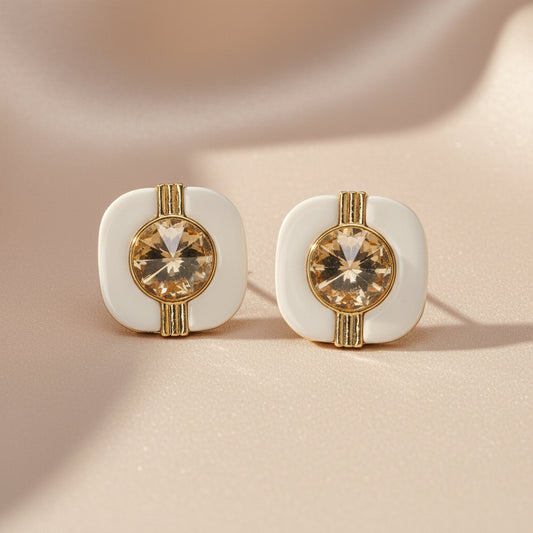 Square Ivory Stud Earrings for Women