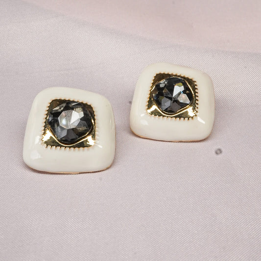 Square Crown Stud Earrings for women