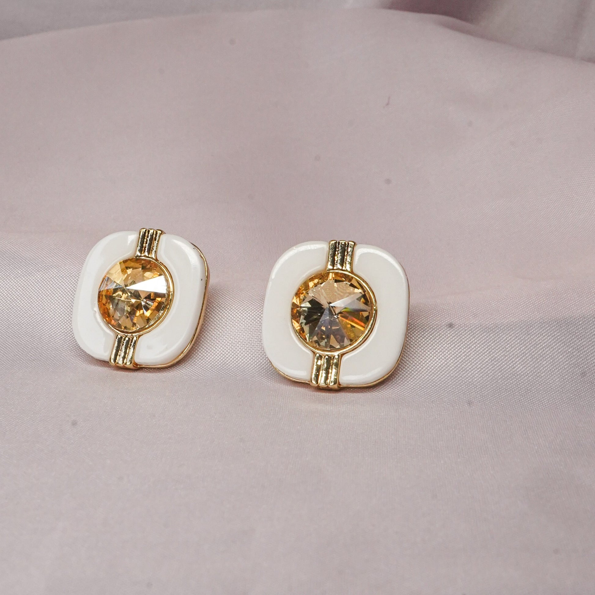 Square Ivory Stud Earrings for Women